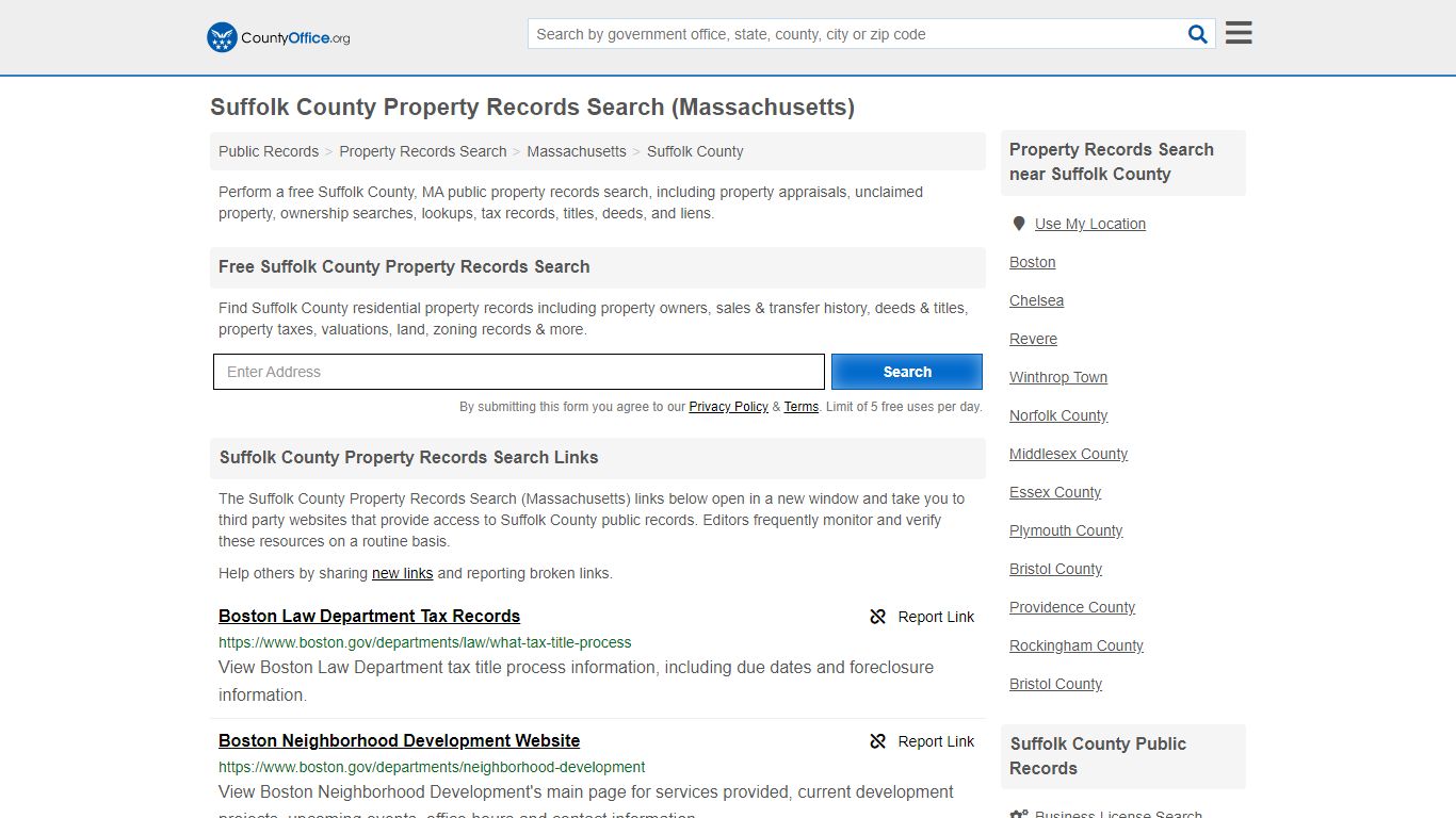 Suffolk County Property Records Search (Massachusetts) - County Office